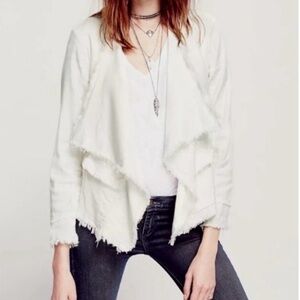 Free People Rae‎ Femme Linen Raw Hem Jacket